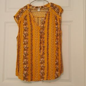 Old Navy XL Yellow Cap Sleeve Shirt